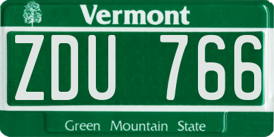 VT license plate ZDU766