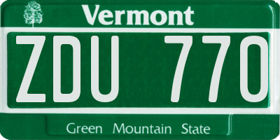 VT license plate ZDU770
