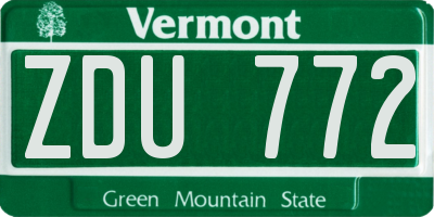 VT license plate ZDU772
