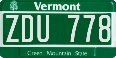 VT license plate ZDU778