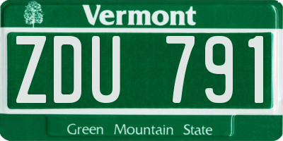 VT license plate ZDU791