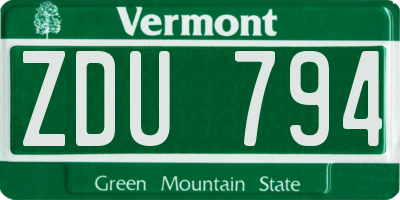 VT license plate ZDU794
