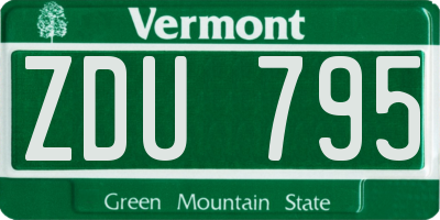 VT license plate ZDU795