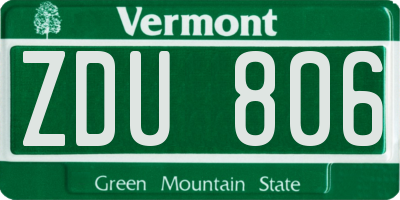 VT license plate ZDU806