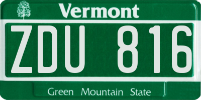 VT license plate ZDU816