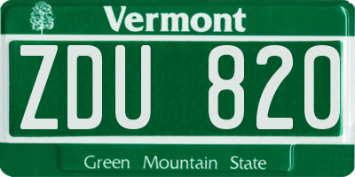 VT license plate ZDU820