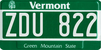 VT license plate ZDU822