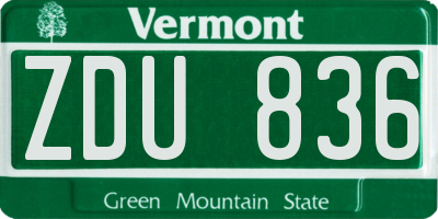 VT license plate ZDU836