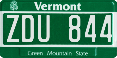 VT license plate ZDU844