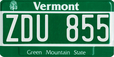 VT license plate ZDU855