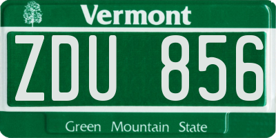 VT license plate ZDU856
