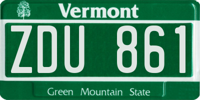 VT license plate ZDU861