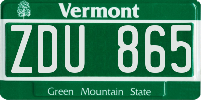 VT license plate ZDU865