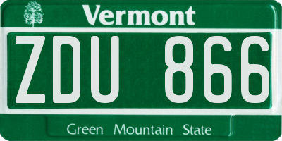 VT license plate ZDU866
