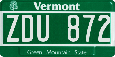 VT license plate ZDU872