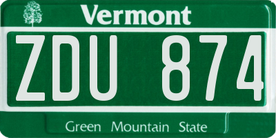 VT license plate ZDU874