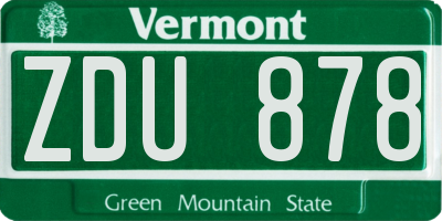 VT license plate ZDU878