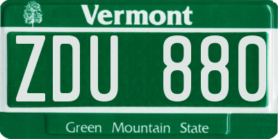 VT license plate ZDU880