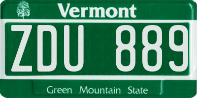 VT license plate ZDU889