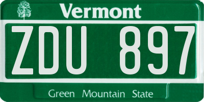 VT license plate ZDU897