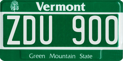 VT license plate ZDU900