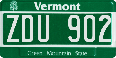 VT license plate ZDU902