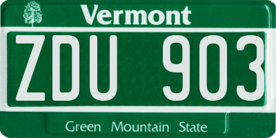 VT license plate ZDU903