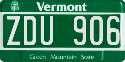 VT license plate ZDU906
