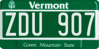 VT license plate ZDU907