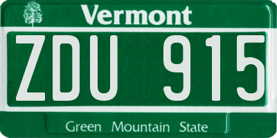 VT license plate ZDU915