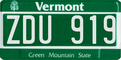VT license plate ZDU919