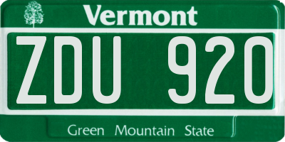 VT license plate ZDU920