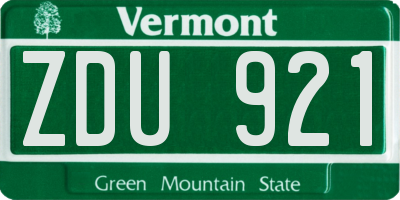 VT license plate ZDU921