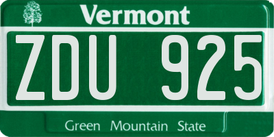 VT license plate ZDU925