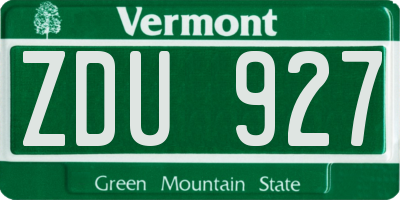 VT license plate ZDU927