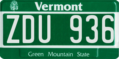 VT license plate ZDU936