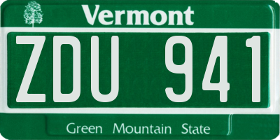 VT license plate ZDU941