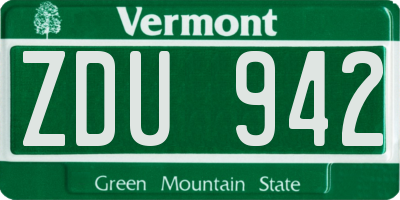 VT license plate ZDU942