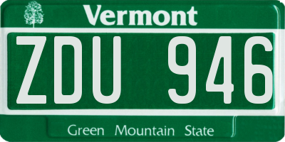 VT license plate ZDU946