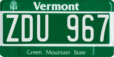 VT license plate ZDU967