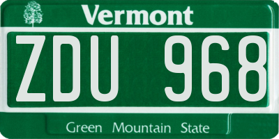 VT license plate ZDU968