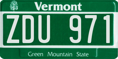 VT license plate ZDU971