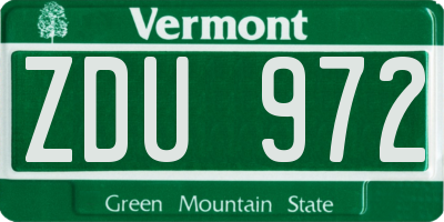 VT license plate ZDU972