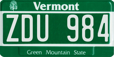 VT license plate ZDU984