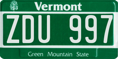VT license plate ZDU997