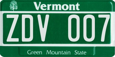 VT license plate ZDV007