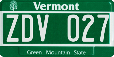 VT license plate ZDV027