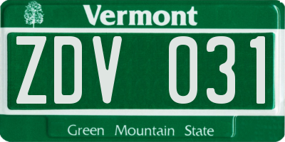 VT license plate ZDV031