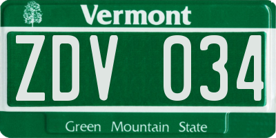 VT license plate ZDV034