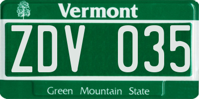 VT license plate ZDV035